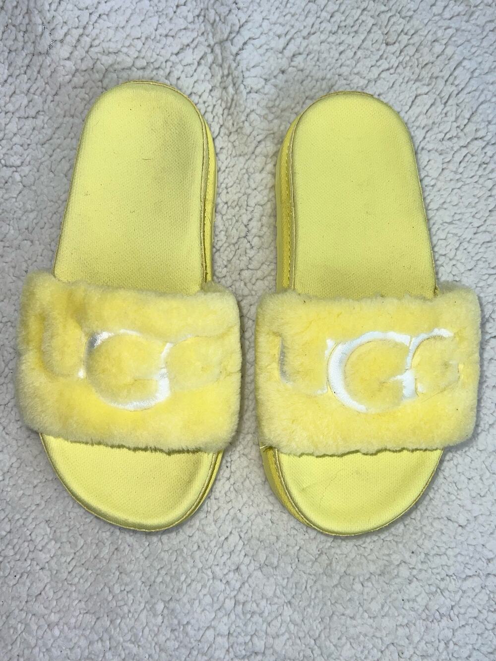 UGG Womens Slides/Slippers Shoes Yellow Rare Lambswool Treadlite Sz 6 - k6